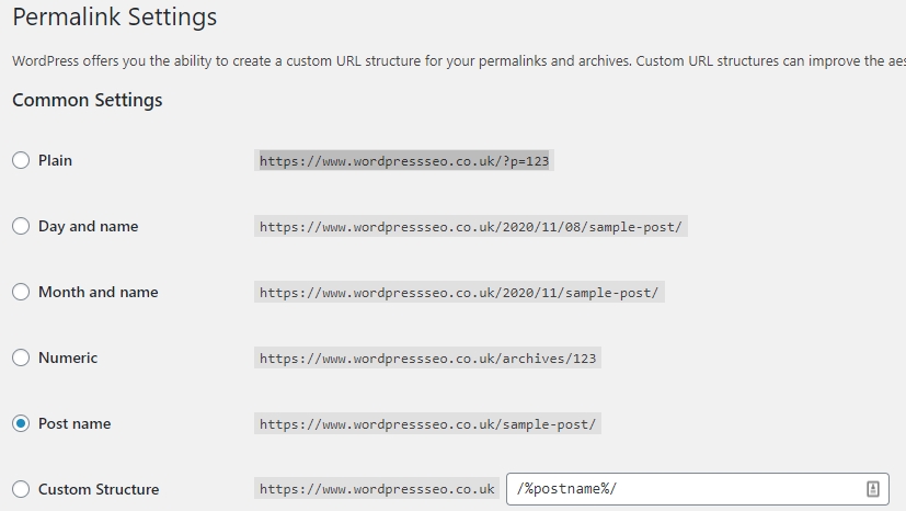 WordPress Permalinks Settings WordPress Permalinks Settings